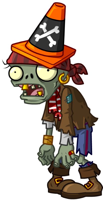 Зомби-пират с конусом (Conehead Pirate) | PvZ 2