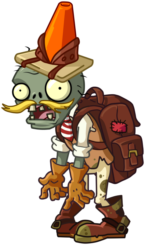 Зомби-авантюрист с конусом (Conehead Adventurer Zombie) | PvZ 2
